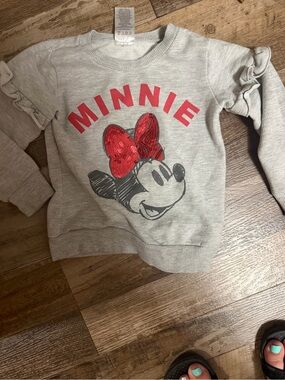 Disney Gray Minnie Sweatshirt with Red Sequin Bow